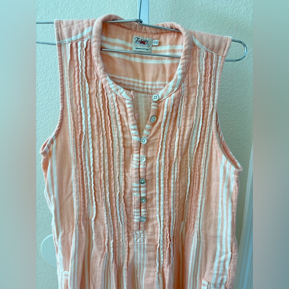Faherty Dream Cotton Gauze Isha Dress in Sepia Neutral Stripe - Size XS - Picture 10 of 10